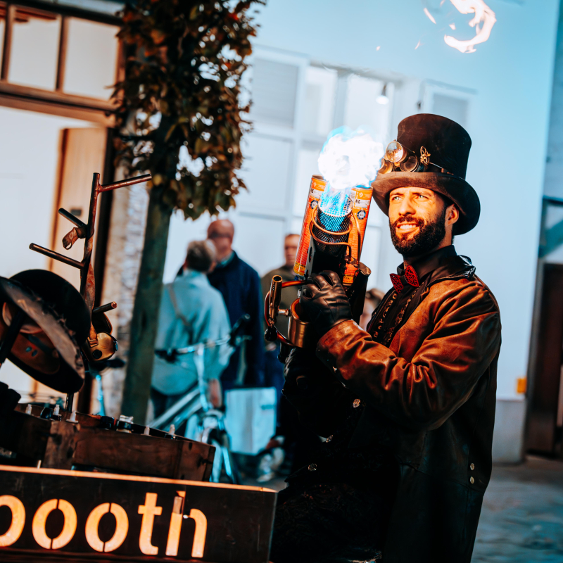 Mister Steampunk and His Firebooth 