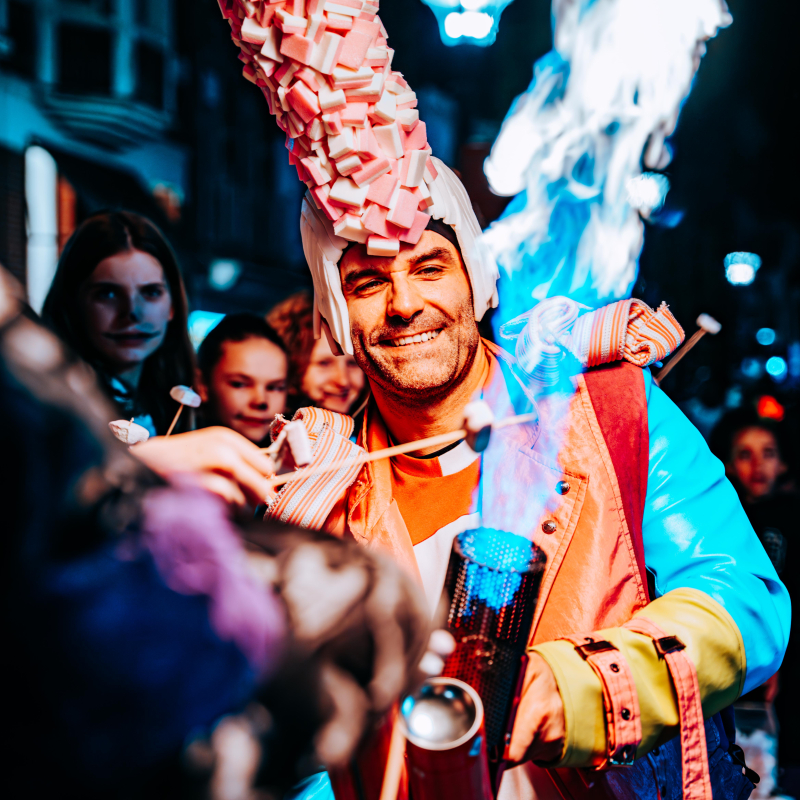 Marshmellows roosteren met vlammenwerper