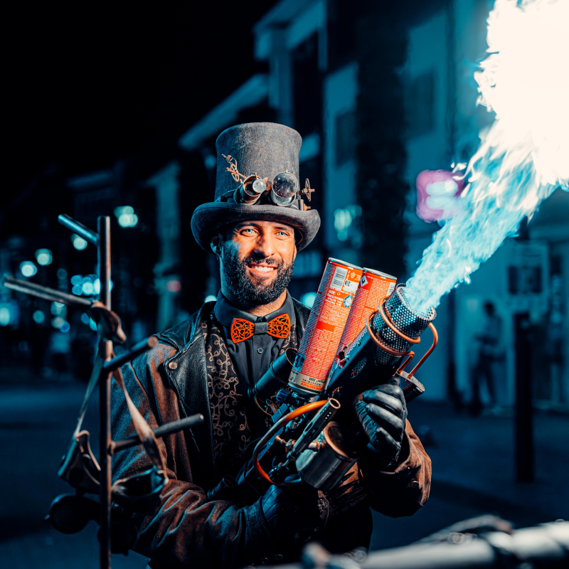 Mister Steampunk and His Firebooth 